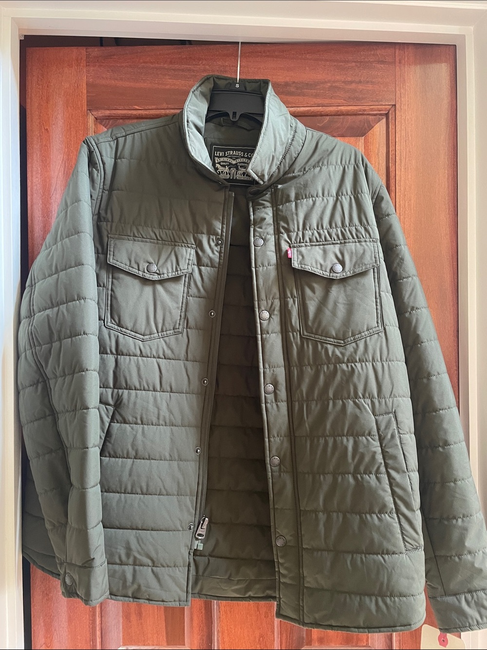 Levi's Men's Olive Green Quilted Snap-Front Jacket
